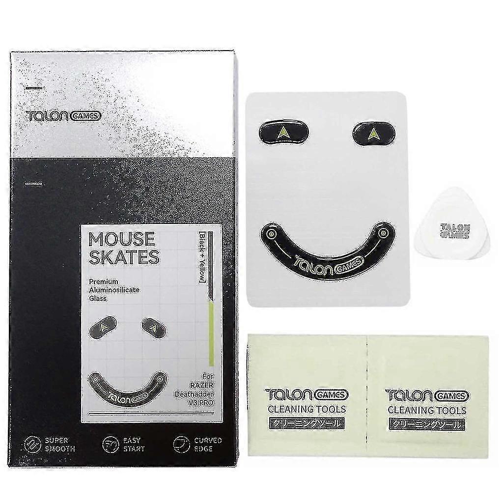 1set For Deathadder V3 Pro Glass Mouse Skates Mice Kit Curved Edges Mouse Feet