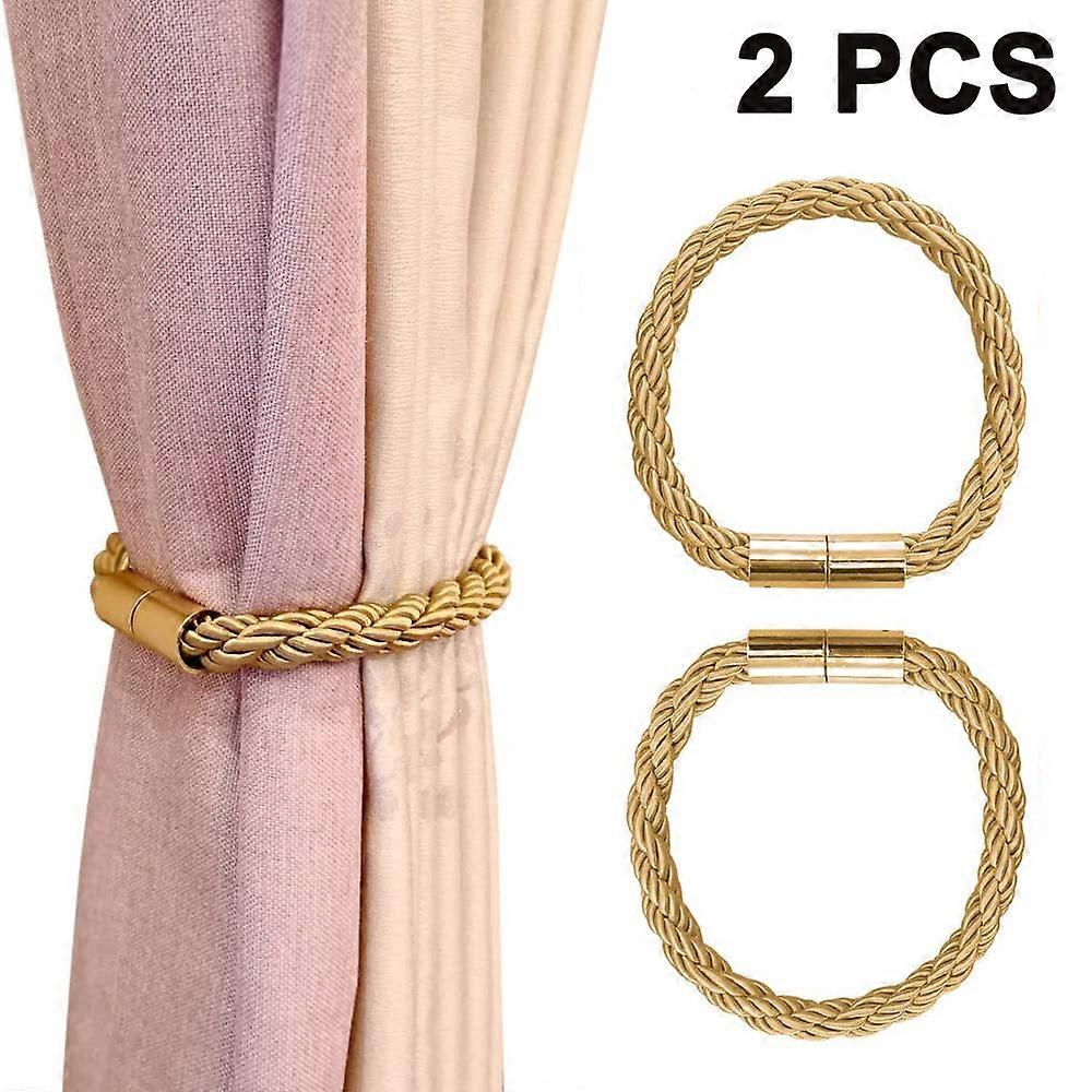 2 Pcs Magnetic Curtain Tiebacks - Decorative Rope Holdbacks for Curtains