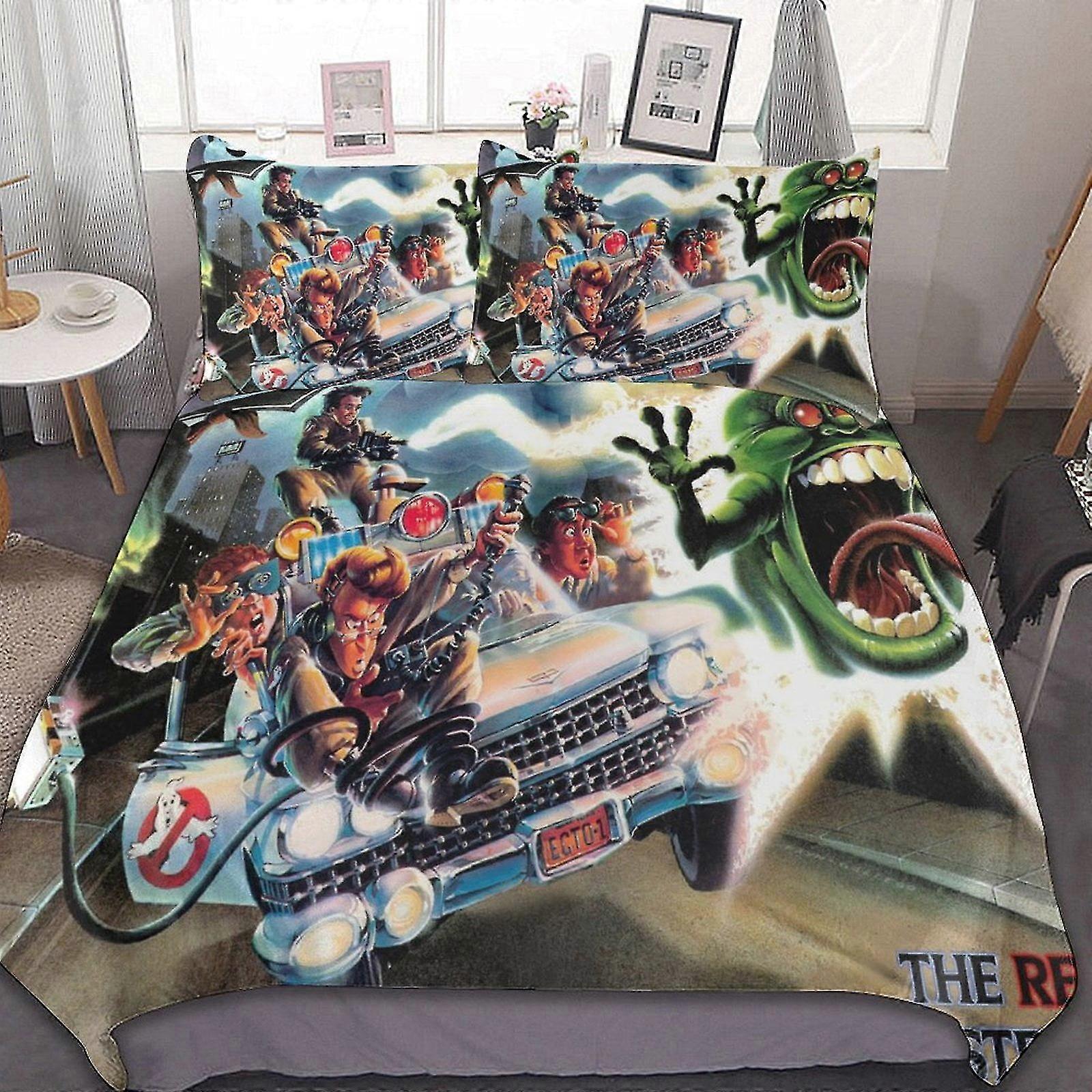 o5521 Lençóis Ghostbusters Filme 3 Peças Conjuntos de Cama Confortável Macio Conjuntos de Conforto Decoração Presentes de Quarto Com 1 Capa de Edredom 2 Fronhas Be