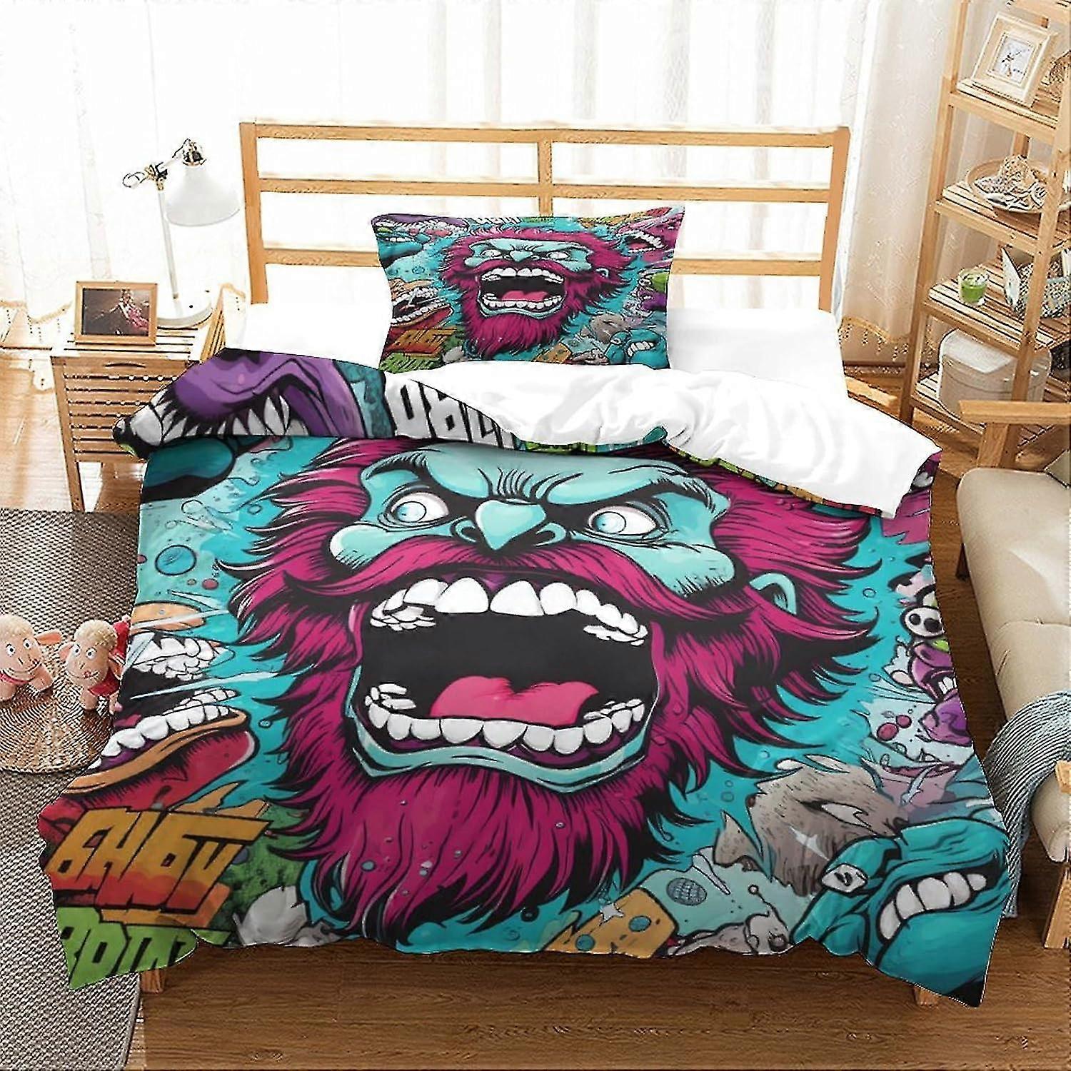 o4210 Lakan Manga Karaktär 3D-tryck sängkläder,Påslakan Set för barn pojkar, abstrakt Rumsinredning för tonåringar Pojkar enkelsängar fVV4210