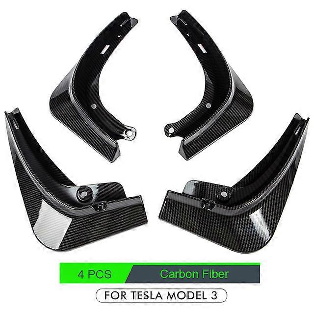 Mud Flaps For Tesla Model 3 2021 2022 Accessories Guard Fender Front Rear Wheel Mudguard Carbon Fiber ABS No Drilling Required