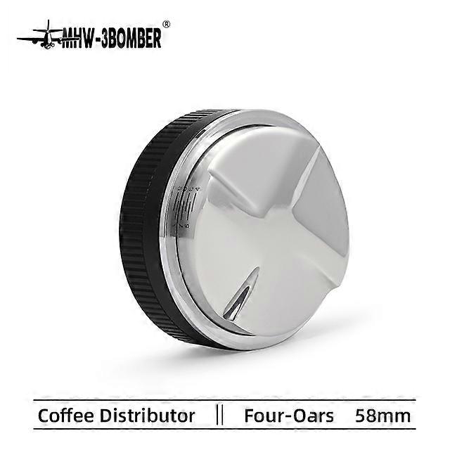 MHW-3BOMBER Four Angled Slope Coffee Distributor and Thread Espresso Tamper Adjustable Depth Coffee Leveler with Tamping Mat