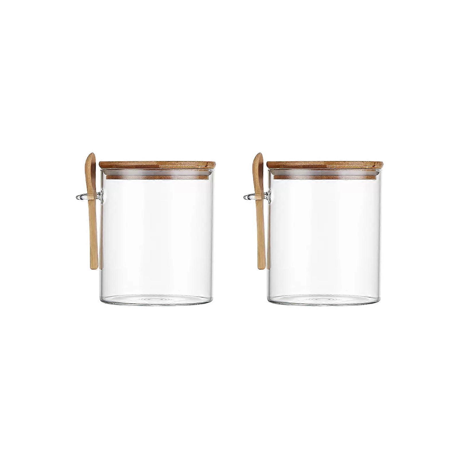 2stk. Lufttæt glaskrukke kaffe med låg og skeer Hvide bønner 85 x 120mm køkkenmadbeholder 2stk/3stk glasforseglet krukke