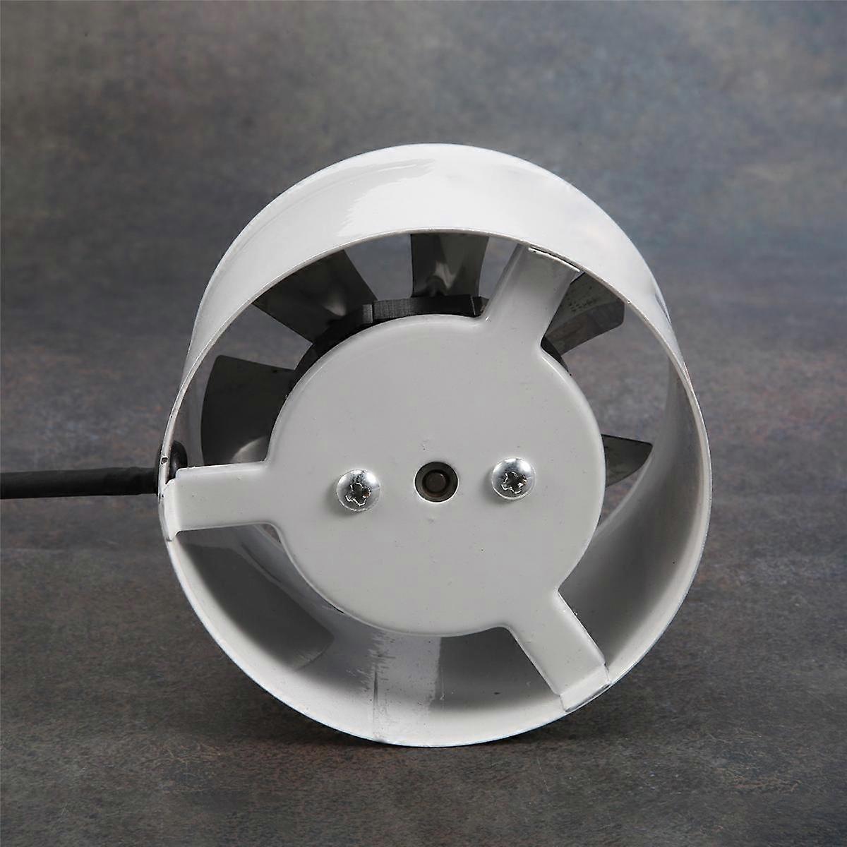 220V Inline Duct Fan Booster Exhaust Blower Air Cooling Vent White - 4 Inch
