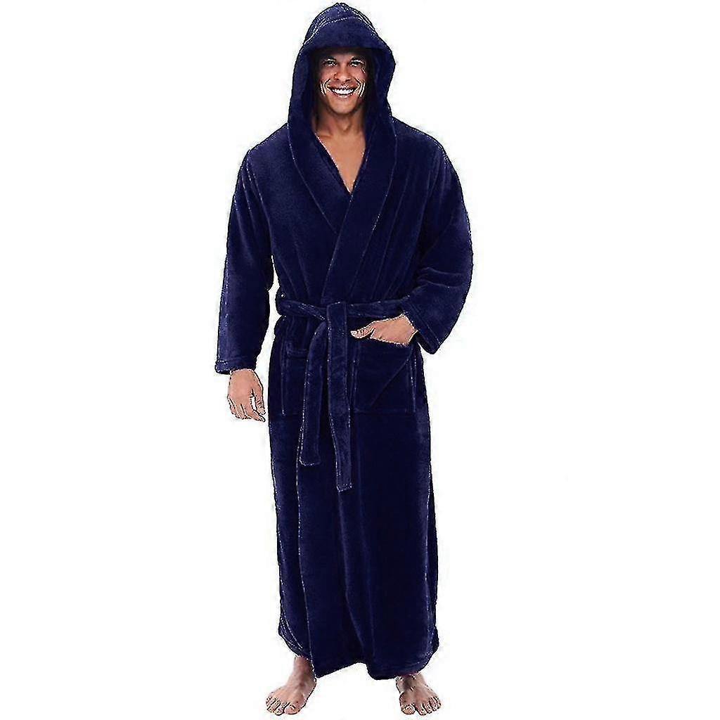 Bathrobes For Men,resort Hotel Home Spa Terry Robe Fleece Robe Plush Long Hooded Bathrobe