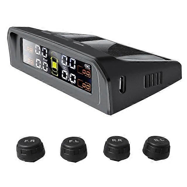 Motor Vehicle Sensors TPMS Car Tire Pressure Alarm Monitor System Real-time Display Attached to glass wireless Solar power with 4 sensors