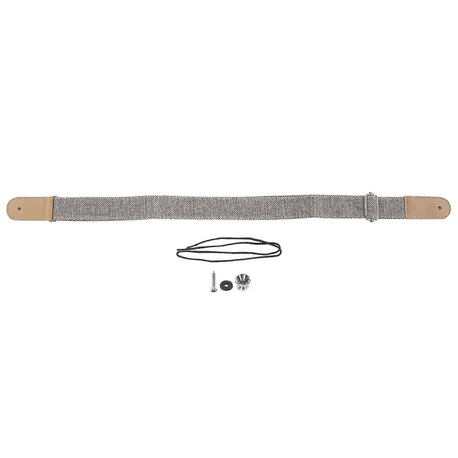 Ukulele Strap Cotton and Linen Adjustable Belt with Sliding Buckle End Button AccessoriesLight Grey