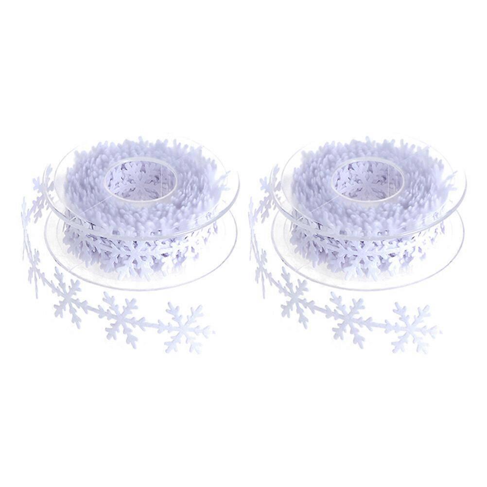 2rolls Snowflake Trim Ribbon Christmas Tree New Year Decoration Snowflake Ribbon