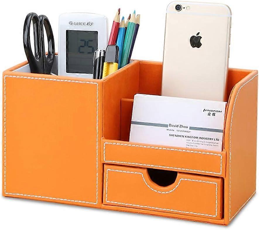 4 Multi-functional Compartments Desk Organizer (Orange)