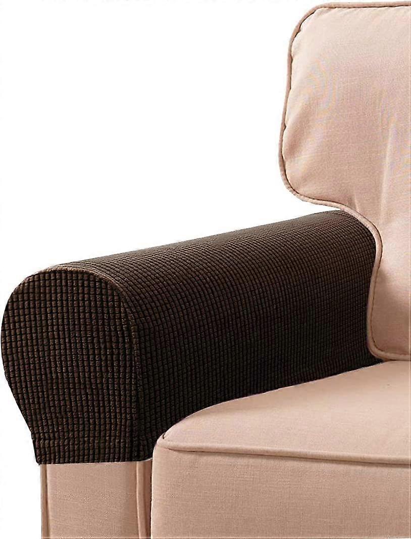 Pair Removable Elastic Armrest Pads White(Coffee)