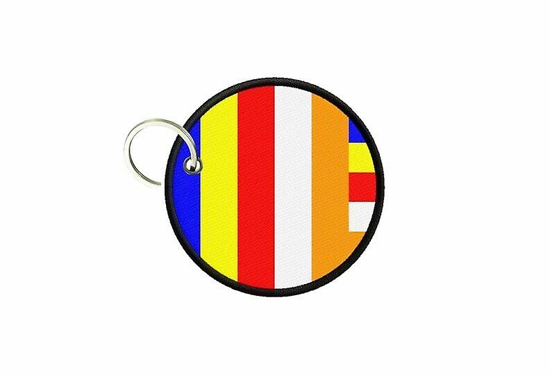 Keychain keys Buddhist flag Buddhism printed round round roundcard