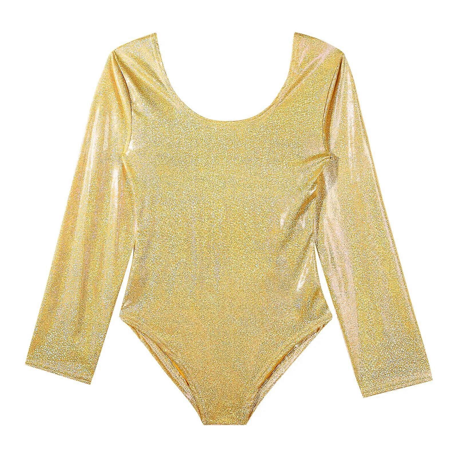 نسائي معدني طويل الأكمام لامعة الباليه الرقص بدلة الجمباز ملابس ل امرأة اليوغا ممارسة حمام سباحة حفلة ملهى ليلي