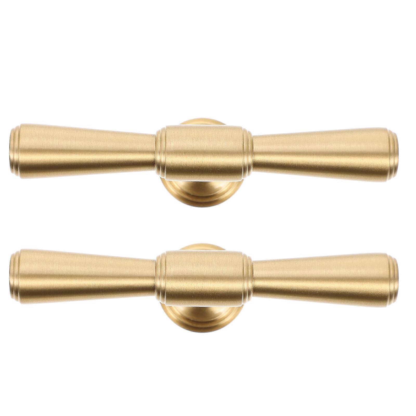 2pcs Golden T Bar Pull Handles Single Hole Drawer Pull Knobs Furniture Hardwares