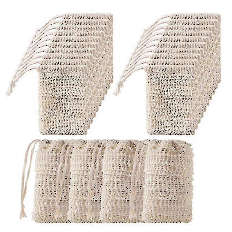 50pcsシャワーバスサイザル石鹸バッグ剥離石鹸セーバーポーチホルダー