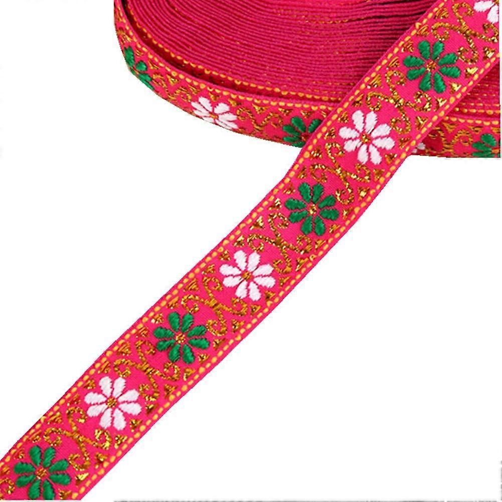 7 Meters Daisy Floral Embroidered Jacquard Ribbon Metallic Vintage Woven Trim Fabric(White) (D-583-A)