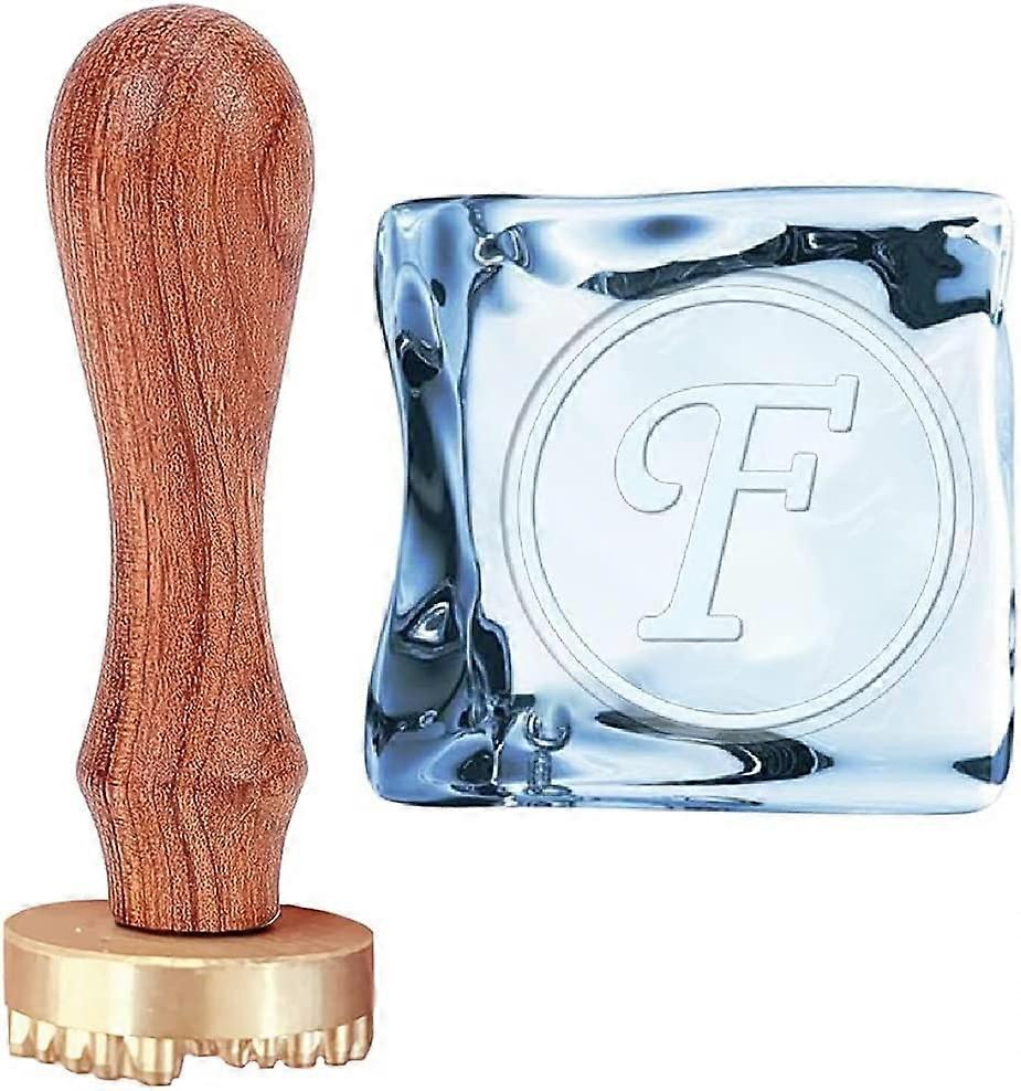 Ice Stamp Letter F Ice Cube Stamp Ice Branding Stamp with Removable Brass Head & Wood Handle Vintage 1.1" Ice Stamp for Ice Cubes Cocktail Whiskey Moj