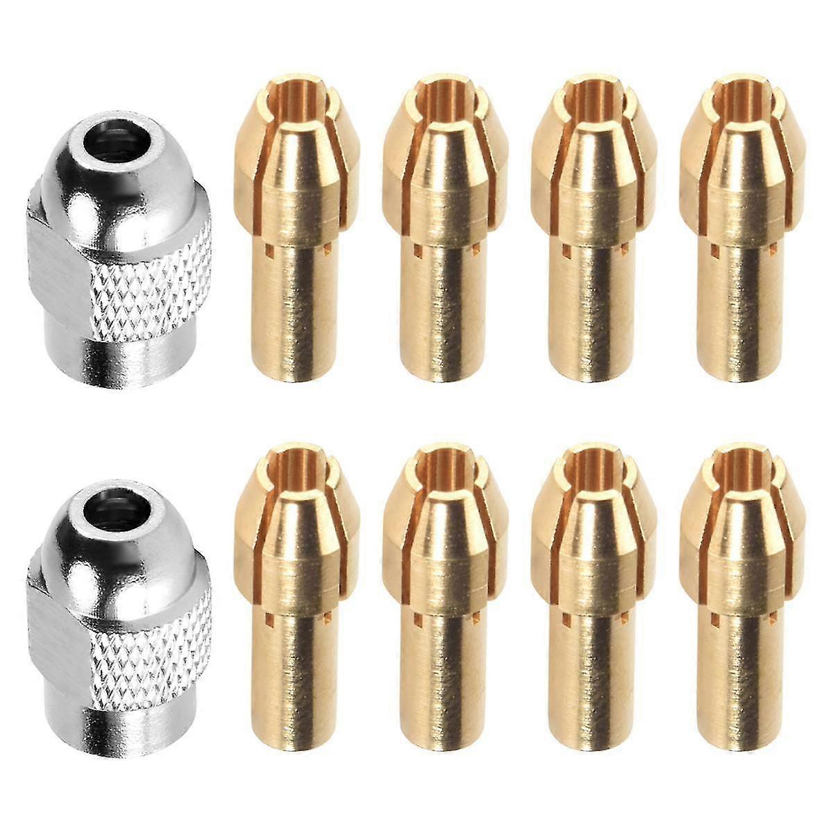 10Pcs Brass Collet for ,Replacement 4485 Quick Change Rotary Drill Nut Tool Set 0.8/1.2/1.5/1.8/ 2.