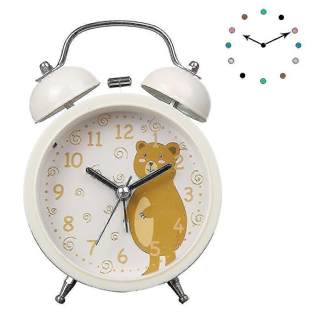 Non-ticking Twin Bell Alarm Clock - Metal Frame 3d Dial With Backlight Function - Desk Table Clock For Home And Office