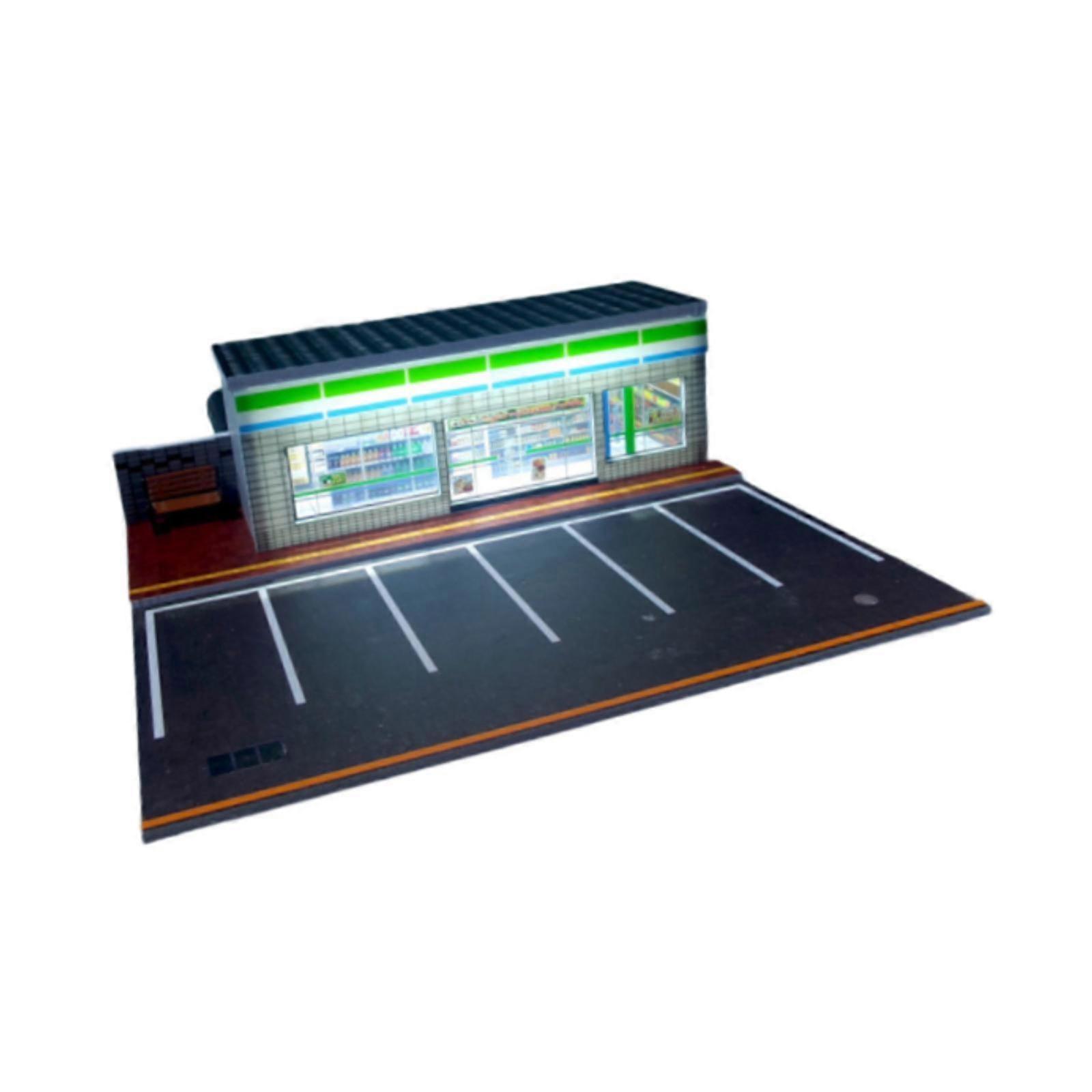 1:64 Parking Lot with Lighting Vehicle Garage Showcase for Model Cars Layout A
