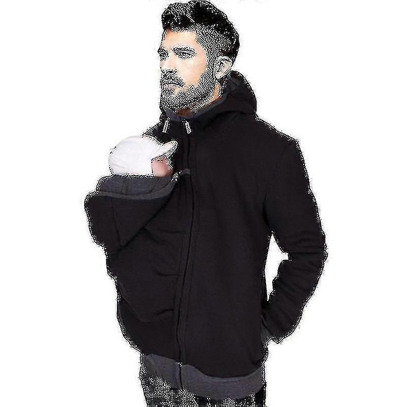 Jacket Versatile 3 In 1 Dad Kangaroo Jacket Sweatshirt Maternity Men's Jacket - Black