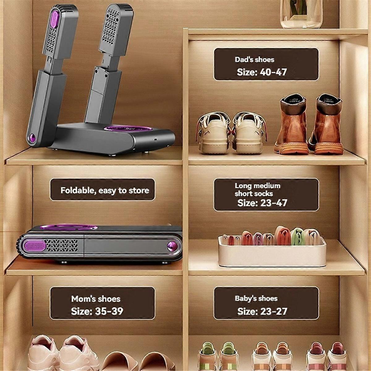 Shoe Dryer Portable Electric Shoe and Boot Dryer 180 Folding Design Smart Display for Shoes Gloves