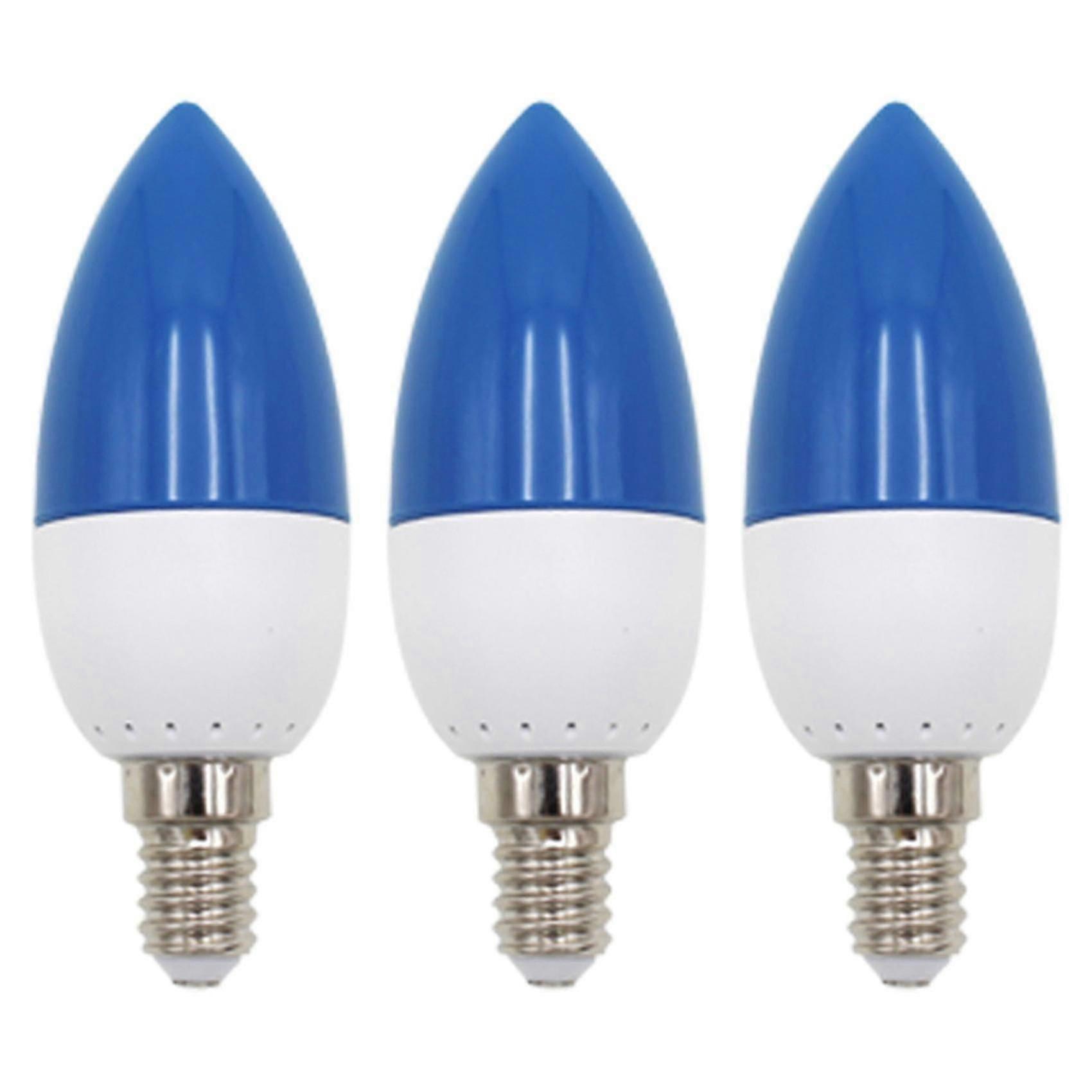 3x E14 Led Colored Candle Tip Bulbs, Colored Candle Lights, Blue