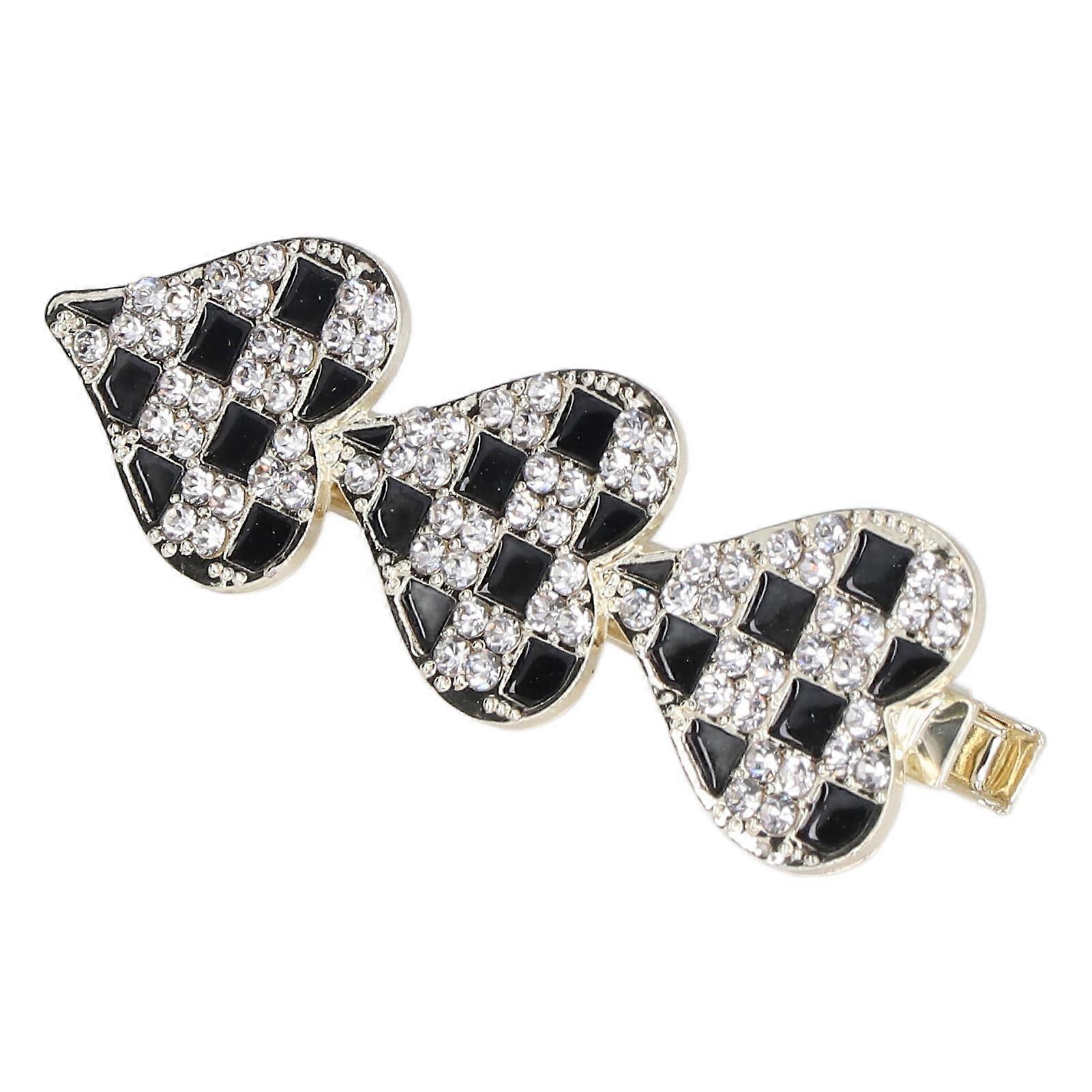 Hair Pin, Grid Pattern, Rhinestone Clip