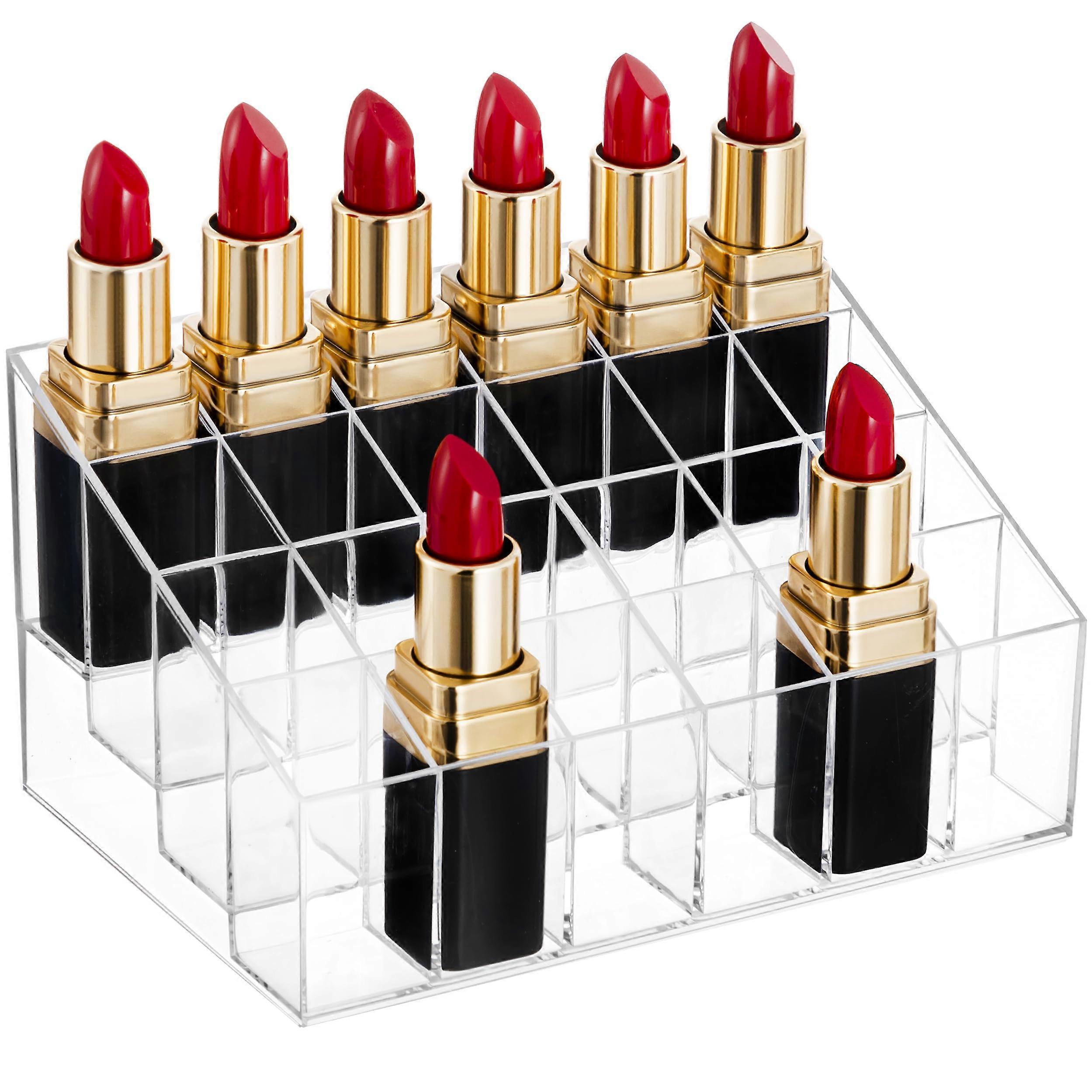 Transparent Acrylic Lipstick Storage Box With 24 Compartments For Displaying Cosmetics And Clear Makeup Organizer