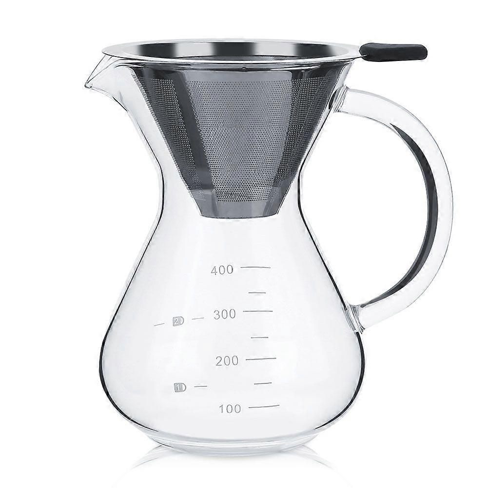 400ml Glass Hand Drip Coffee Maker Filter Pot with Scale Office Home