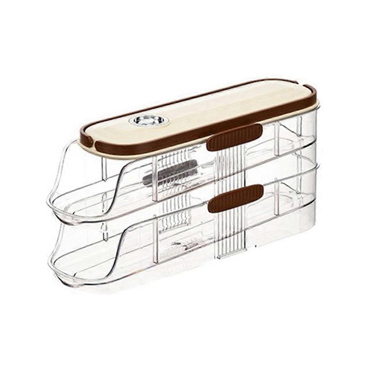 parent Rolling Egg Holder for Kitchen Refrigerator Side Door Stackable Fridge Organizer - 10cm Width Double-Deck