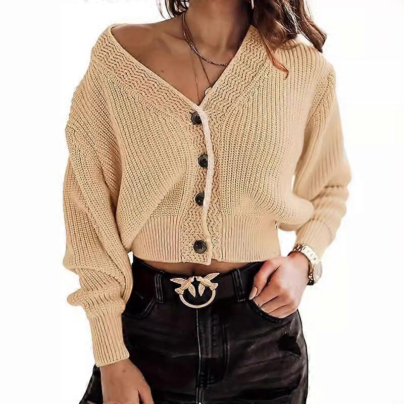 Winter Women's Solid Color V-Neck Button Knit Cardigan Sweater