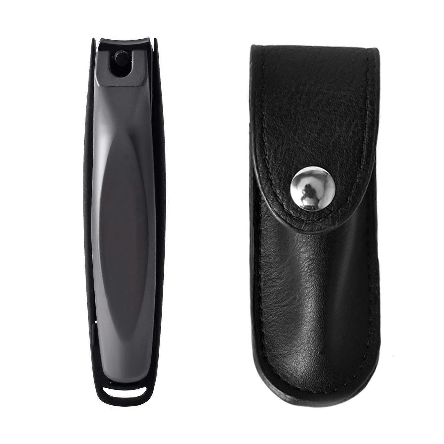 Nail Clippers with Catcher, Sharp Stainless Steel Nail Trimmer, Travel Leather Case for Men and Women, Durable Design