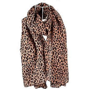 Elegante Frauen Baumwollschal Leopardenmuster Sonnenschutz Langer Wickelschal (Dunkle Leopardi)