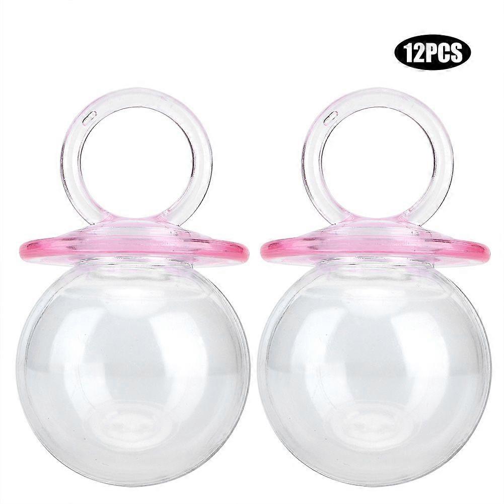 12 Creative pacifiers Plastic Candy box Wedding Love party plastic candy gift box Pink