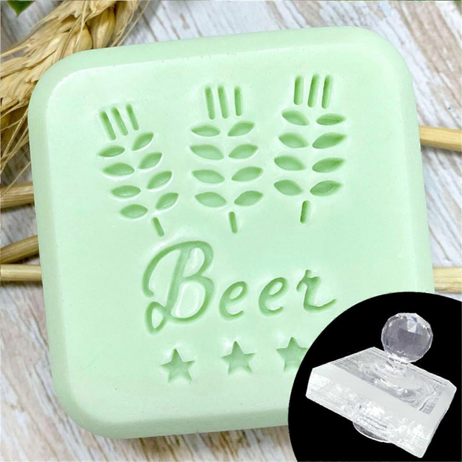 Tampon de savon en acrylique, motif café et bière, fait à la main, lettres anglaises, pour bricolage, création de chapitres uniques