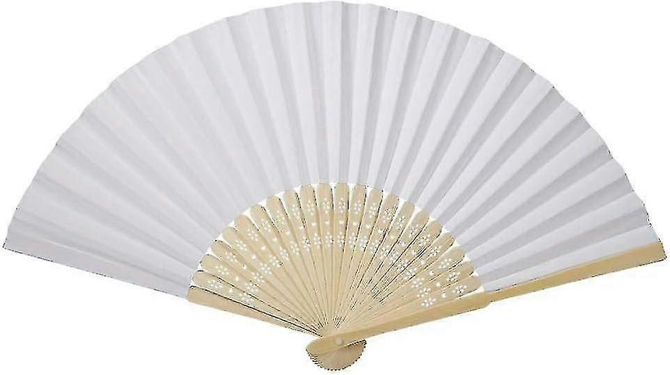 اليدوية للطي الخيزران مروحة دي المحمولة مروحة ورقة فارغة (أبيض)
