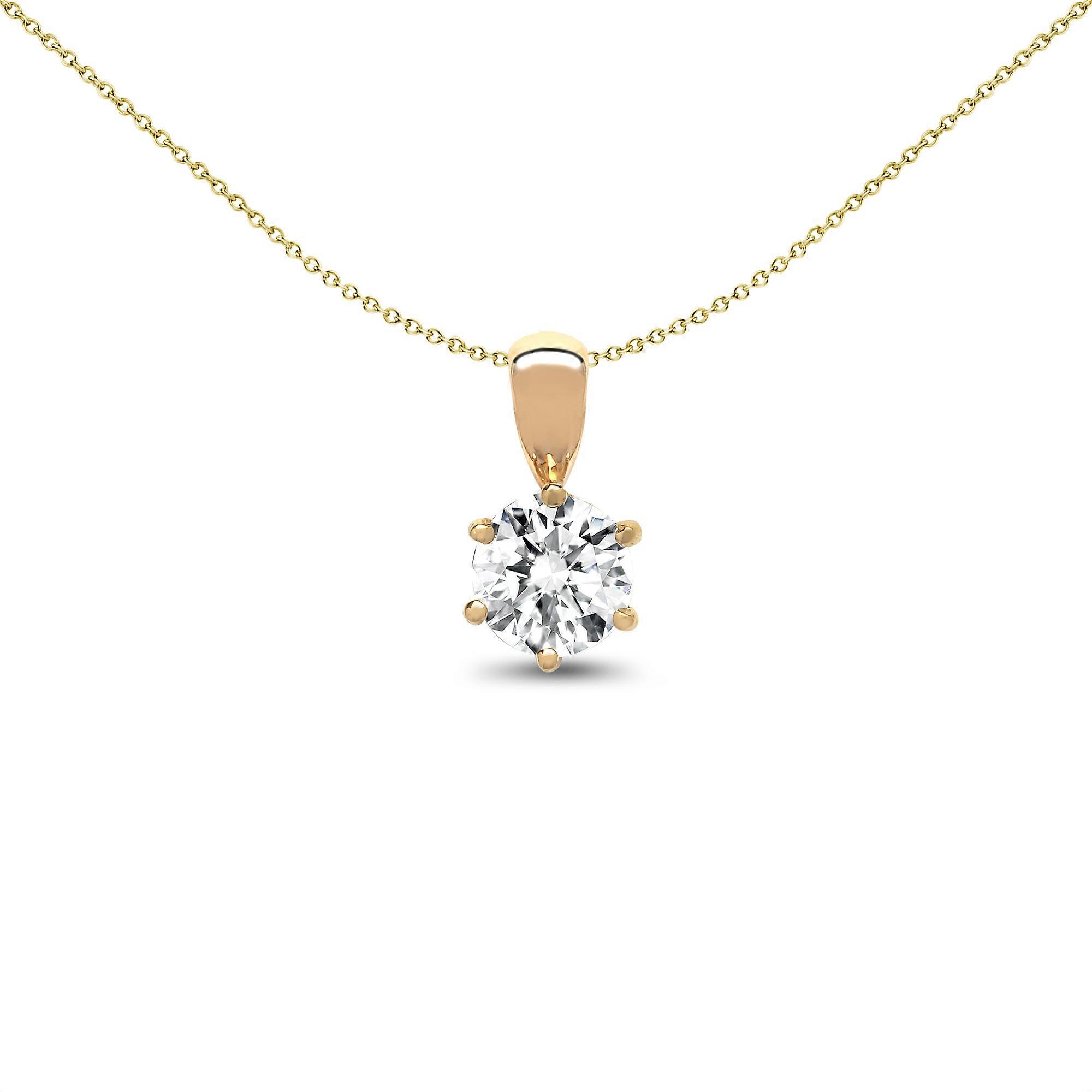 Jewelco London Ladies Solid 18ct Yellow Gold 6 Claw Set Round G SI1 0.1ct Diamond Solitaire Charm Pendant