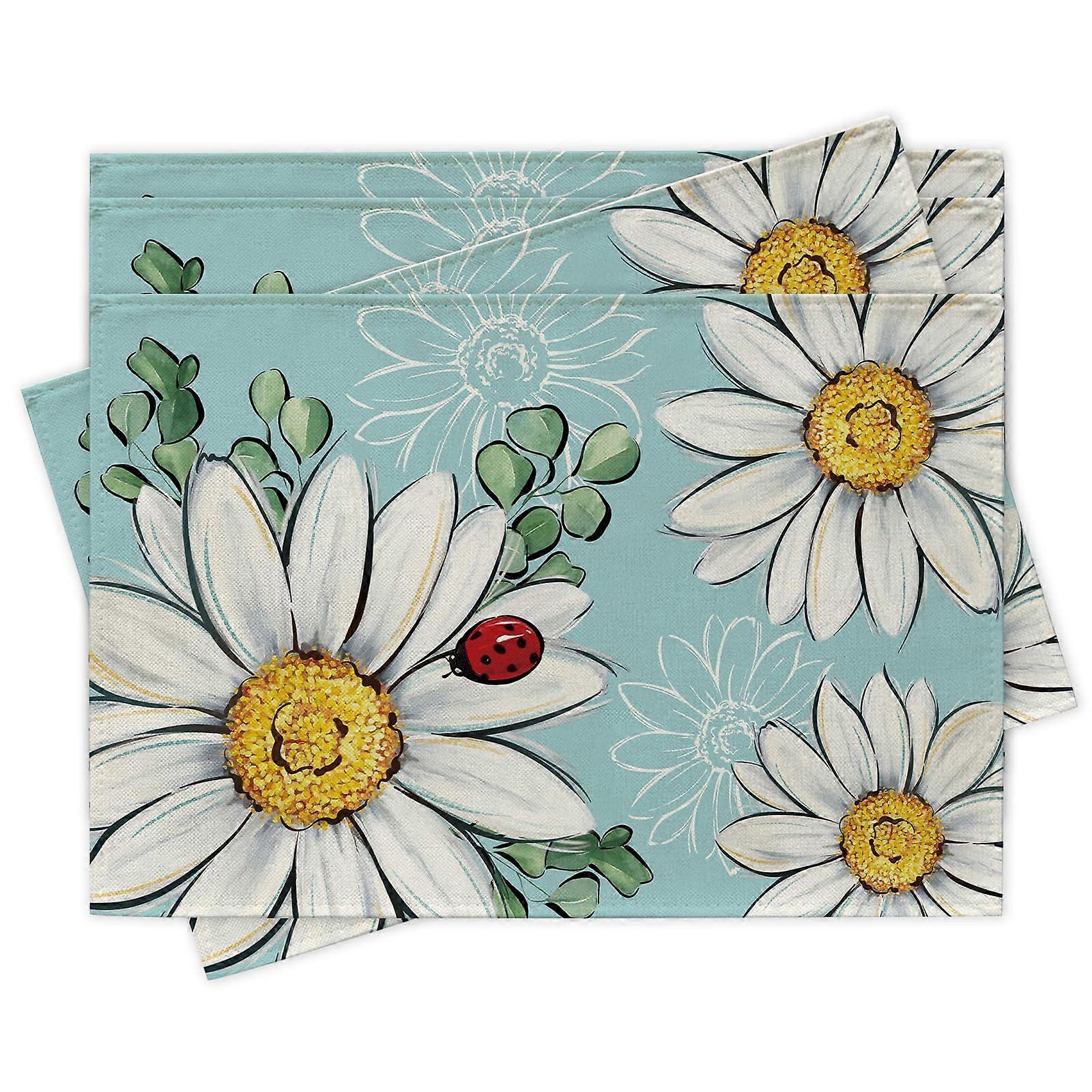 4 Set Daisy Placemats for Spring Summer 12 x 18 Inch