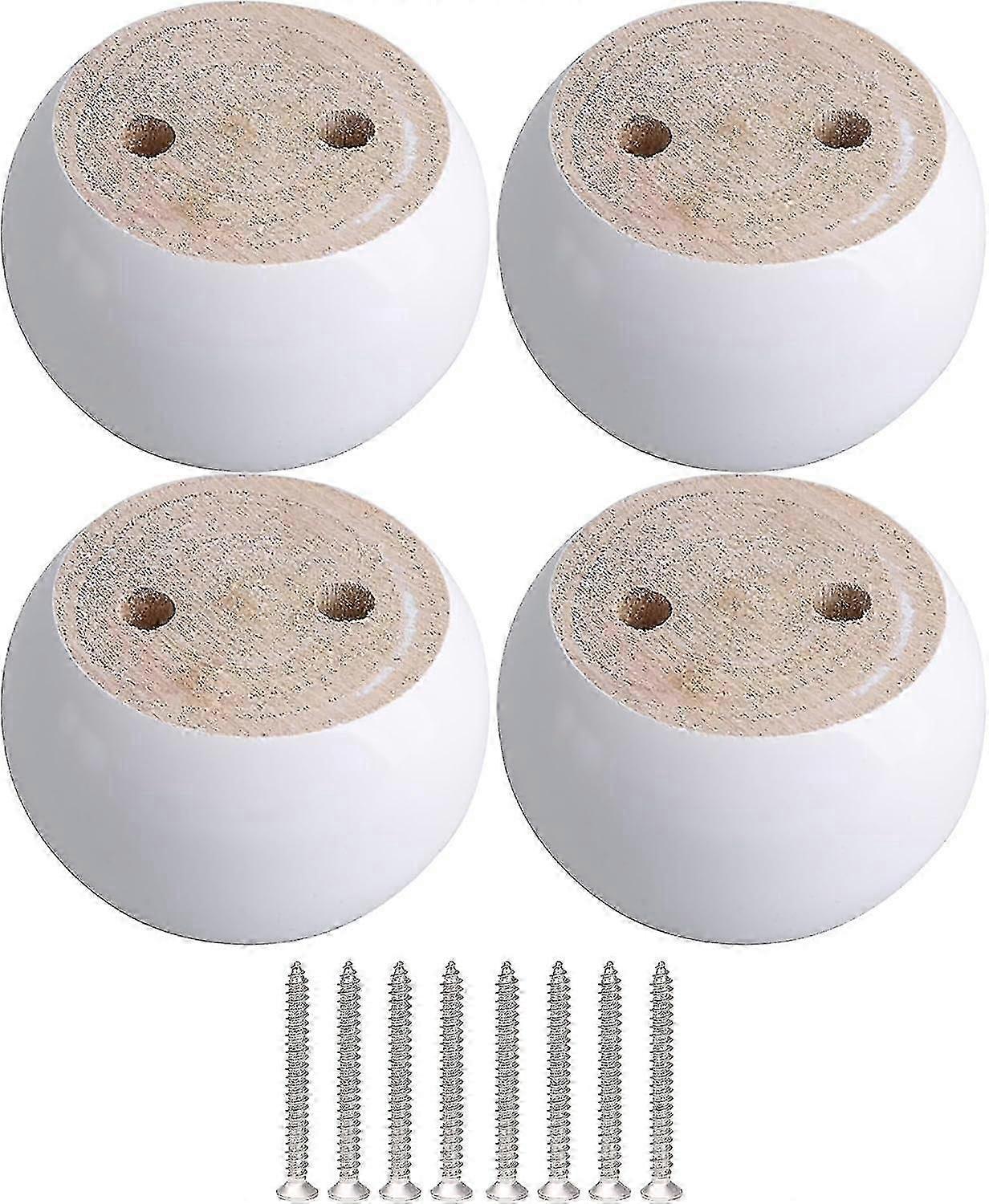 طقم من 4 أرجل أثاث مستديرة من خشب الأوكالبتوس الأبيض 8 × 8 × 5 سم يمكن أن تتحمل وزن حوالي 100 كجم