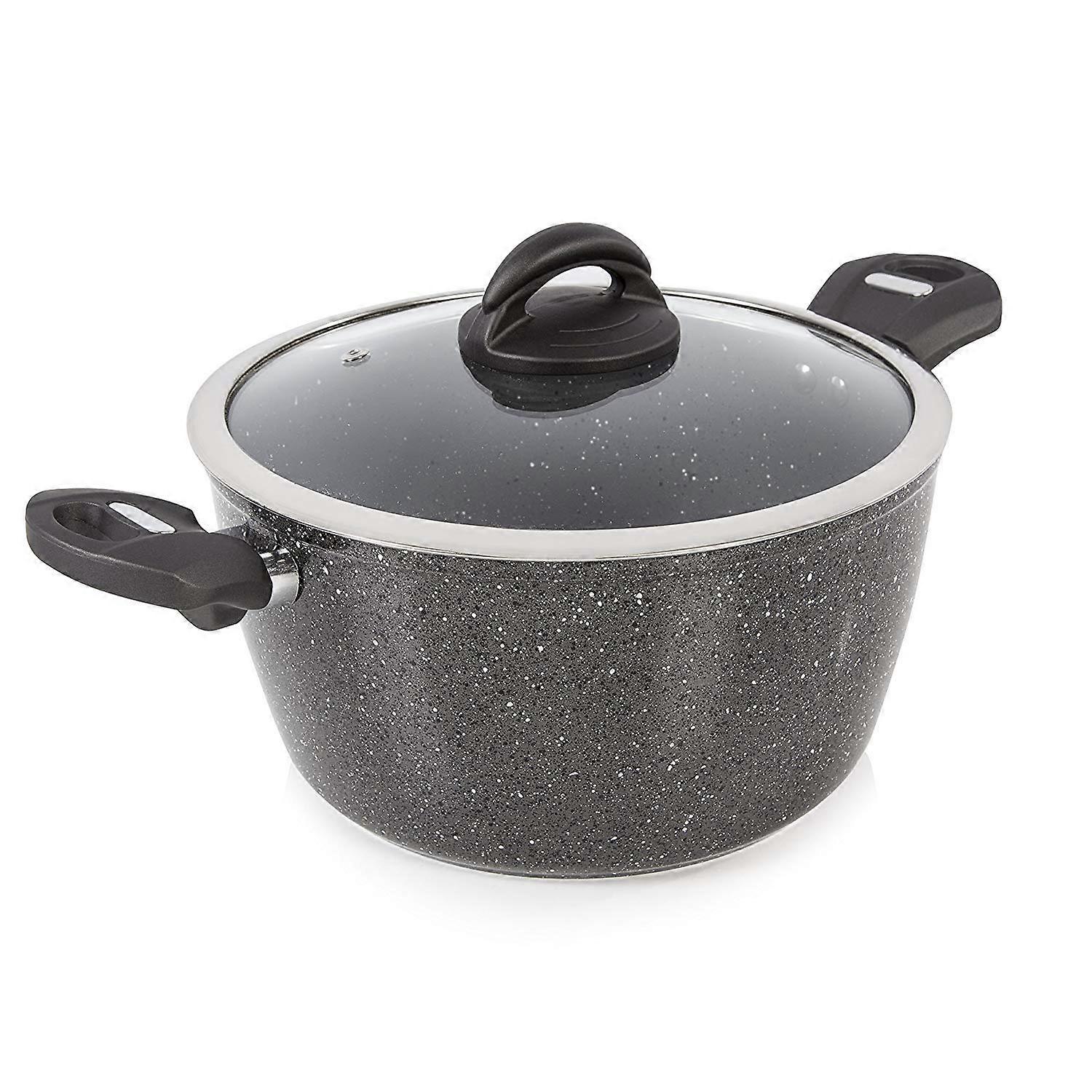 24 cm ceramic casserole dish with induction non-stick coating and glass lid for easy cleaning