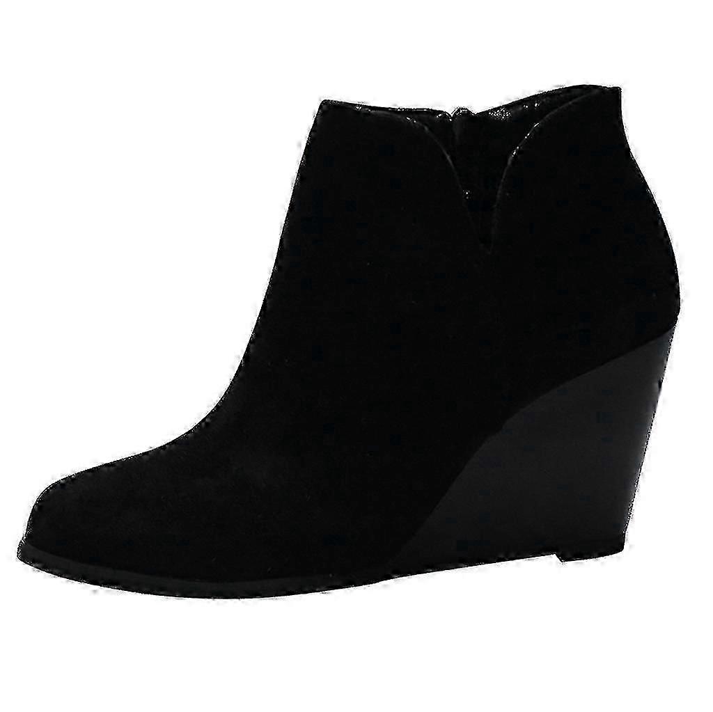 Women's Warm Suede Wedge Zipper Solid Color Ankle Boots
