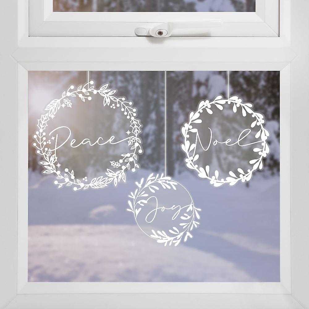 Reusable Christmas Wreath Window Stickers | Festive Decals Decorations x 3