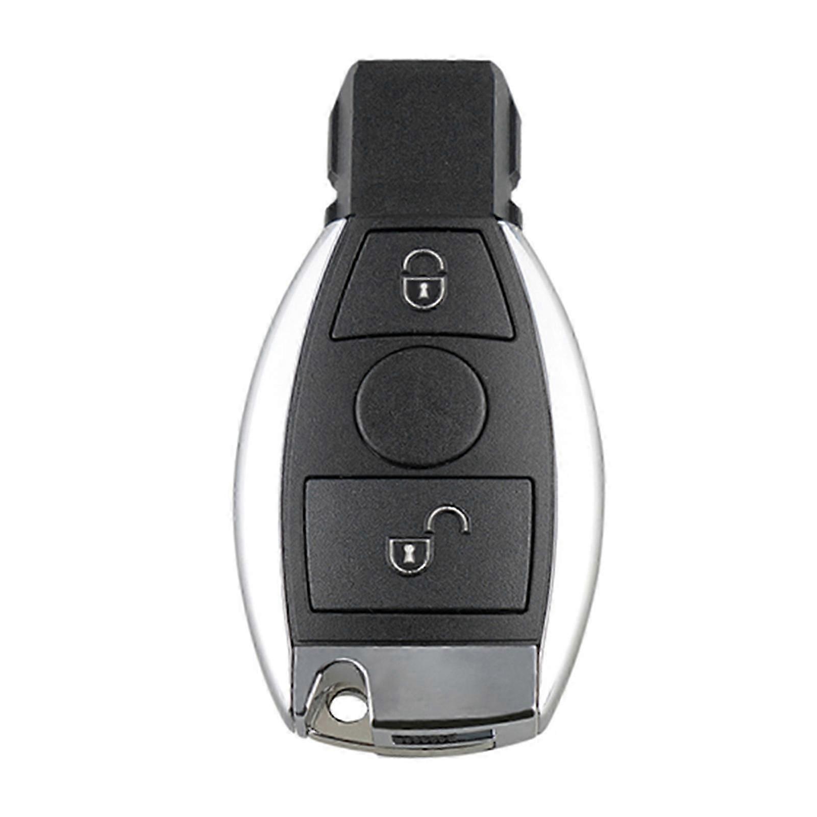 Smart Key Fob 2 Button Remote Silver Edge Key Case with Blade for Mercedes-Benz