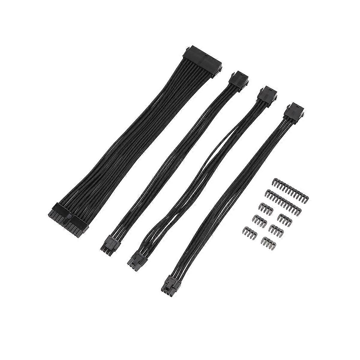 9-Inch Braided Extension Cable Kit Basic Extension Cable for PC Case Comb Included ATX 24 Pin PCIE