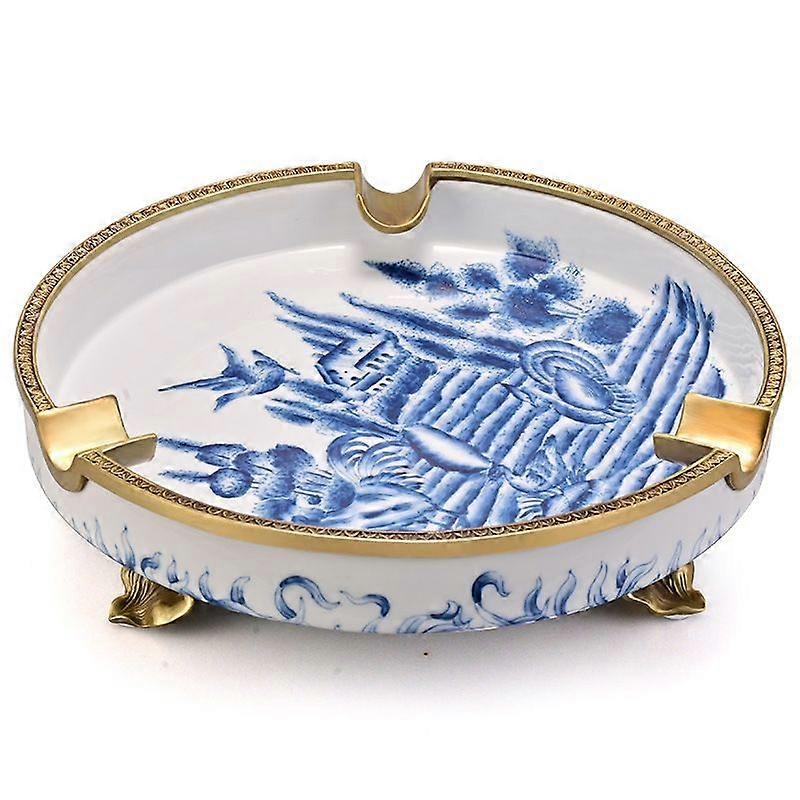 Cigar Ashtray Large Diameter Jingdezhen Ceramic Inlaid Copper European Style Home Ornaments Handmade Ashtray Clg-21Cac6
