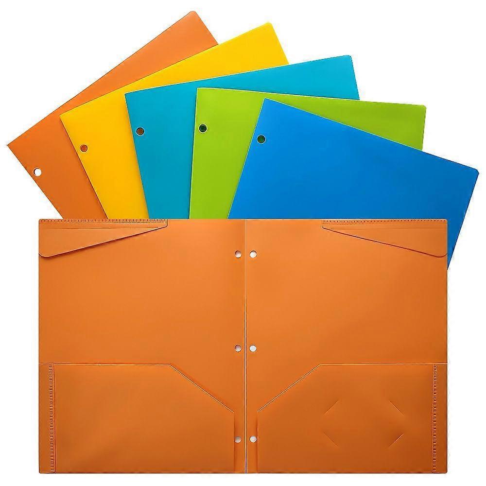 Pocket Folders, 4 Pocket, 5 Pack, Vibrant Colors, Folders with Pockets 3 Hole Punched, Folders, Folders for School, Folders with Pockets, Binder Folde
