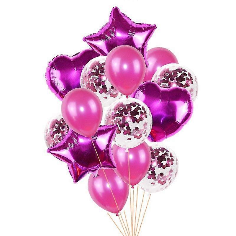 14pcs / set 18 Inch Heart Star Foil Balloons 12 Inch Latex Confetti Helium Air Ball Balloon Multicolor Birthday Party