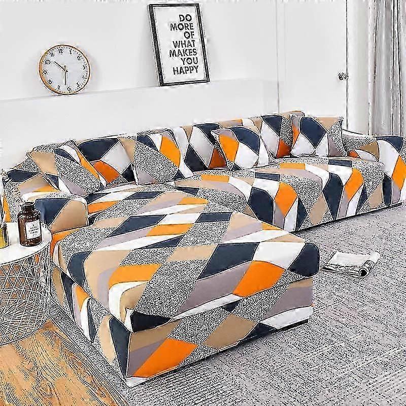 Capa elástica para sofá para sala de estar Capa para sofá Geométrica Capa para sofá Pet Corner Chaise em forma de L 1 Peça - Estilo 12