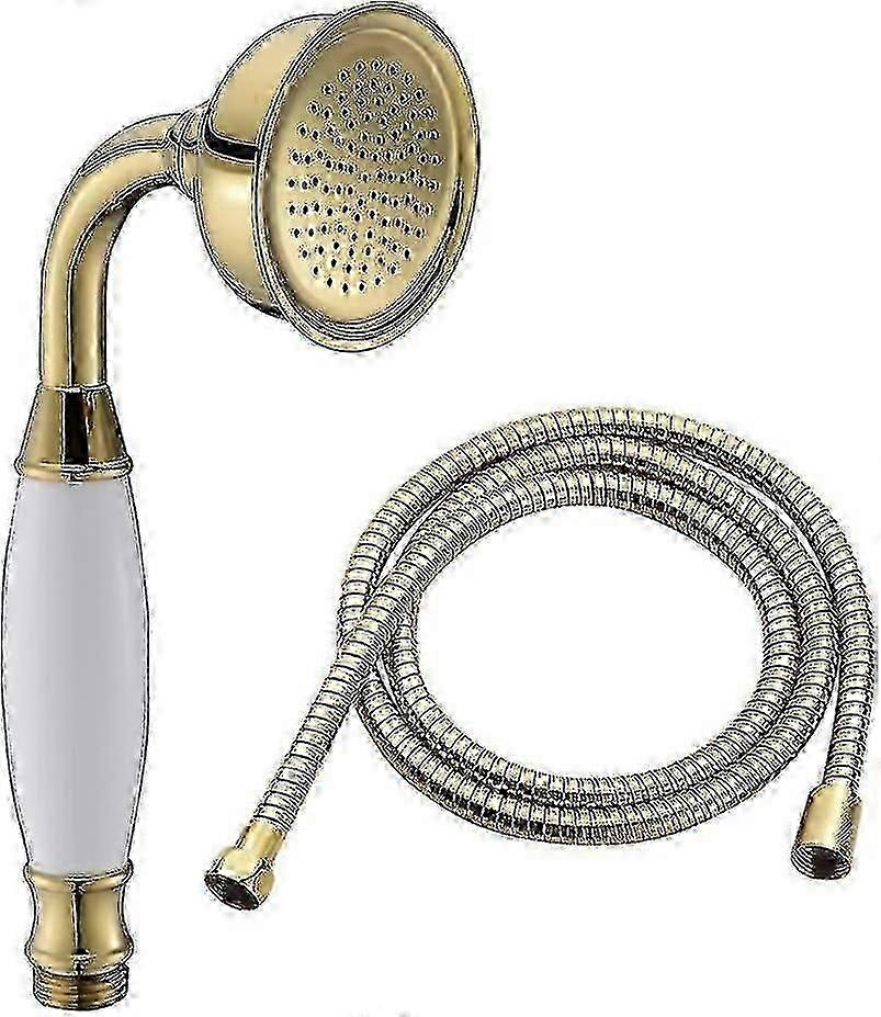 バスルームクラシックスタイル伝統的な真鍮電話ハンドシャワーヘッドと1.5mシャワーホース、シルバー