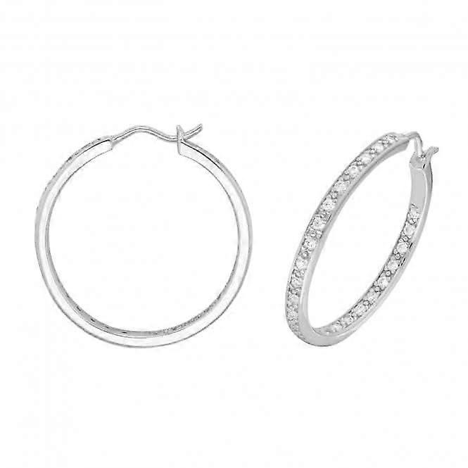 Acotis Silver Hinged Earrings Rhodium Plated Zirconia G51210